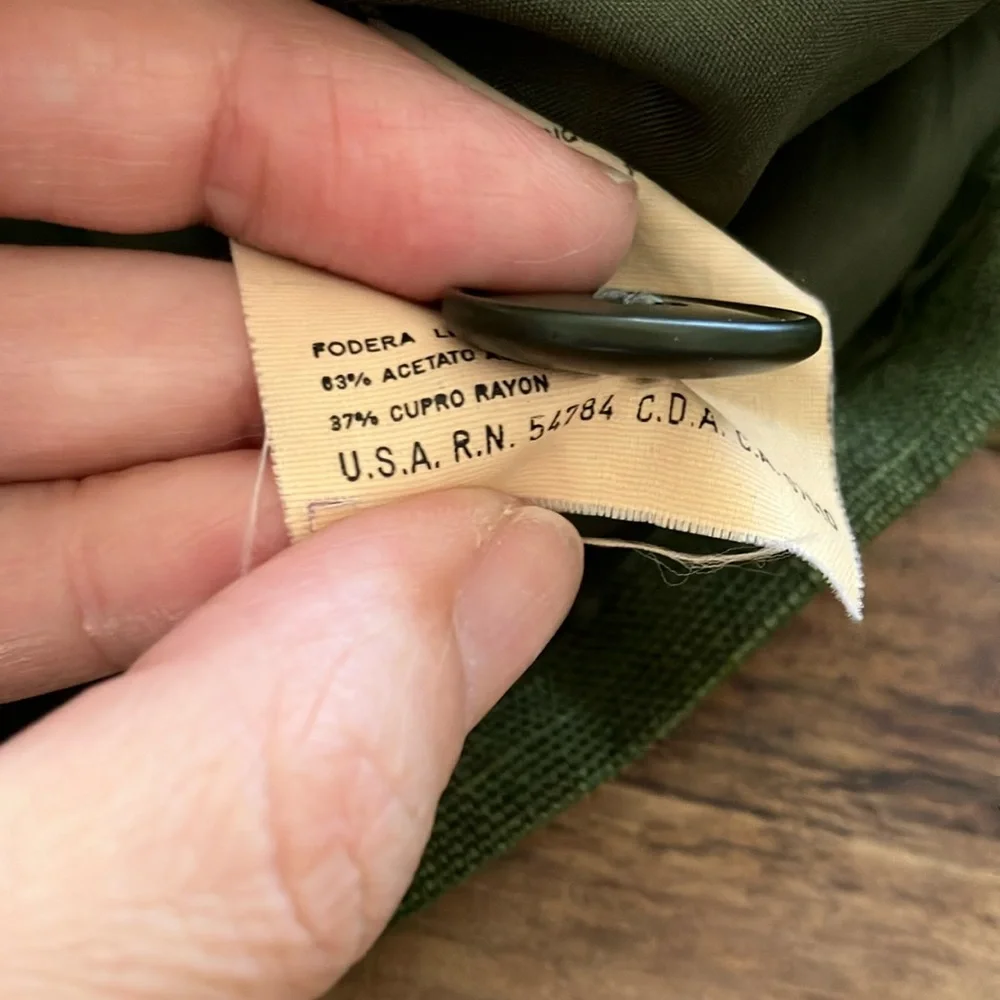 Vintage Christian Dior 2 Olive Green Blazer